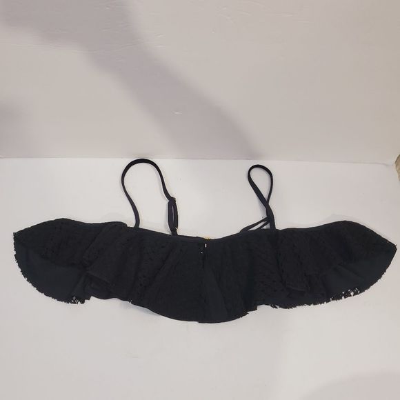 Montce solid black ruffle Bikini top only size XS - Picture 2 of 11